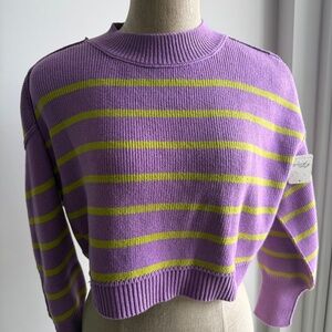 Free People Easy Street Cropped Sweater in Iris Orchid Combo Size M